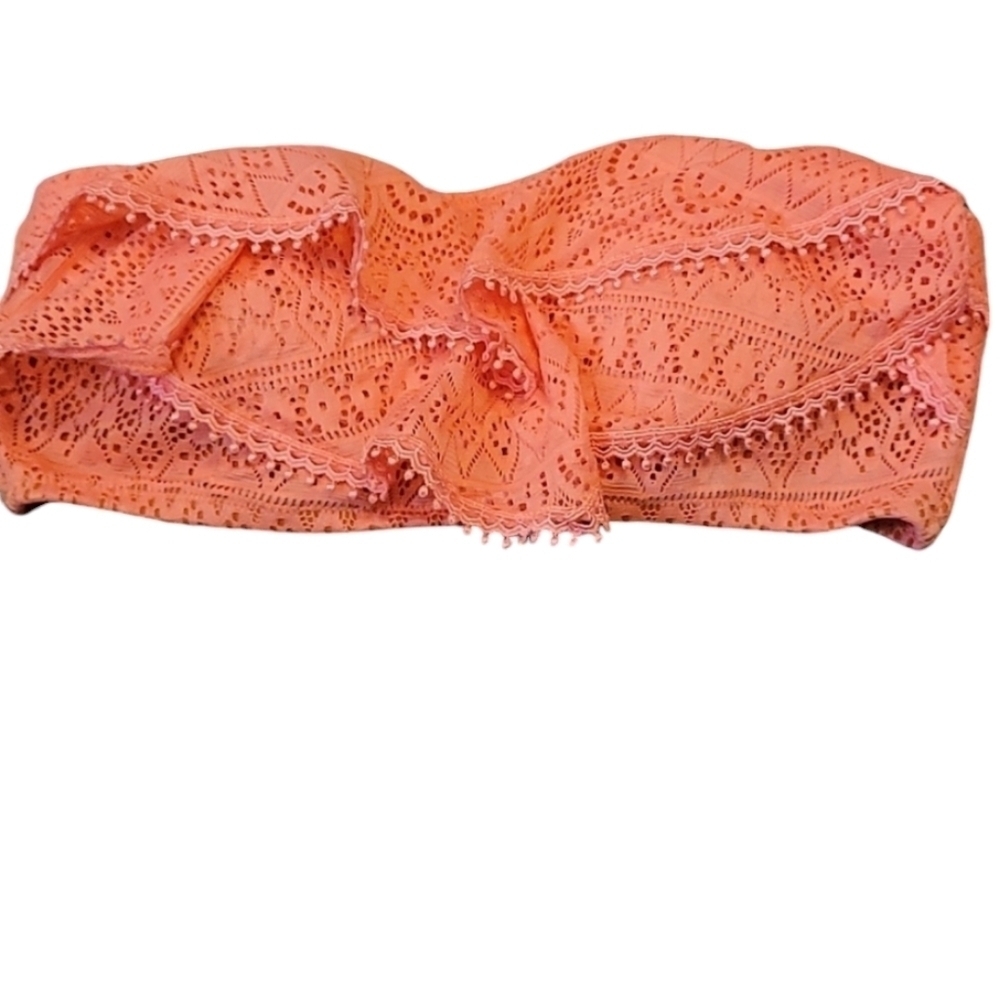 Victoria's Secrets Bandeau swim stop crochet sz small coral SW3